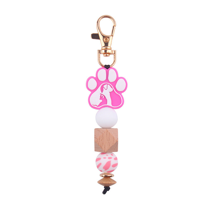 Wholesale Cartoon Dog Claws Pure Handmade Silicone Beaded Keychain